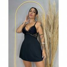 Sexy Lace Nightdress Backless Pajamas Sensual Comfortable Elegant Nightwear - 黑色 - 查看 2