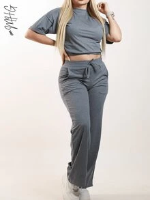 Women Two-Piece Outfits - Black / Grey - View 4