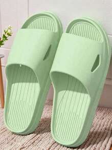 Men's Summer Slippers, Soft Bottom Comfortable EVA Material, Plain Green, Casual & Versatile, Suitable For Indoor & Outdoor, Non-Slip, Odor-Resistant, Unisex - Green - View 15