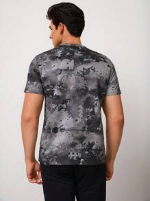 Camiseta De Manga Corta De Camuflaje Para Hombre,Camiseta Básica Para Entrenamiento - Negro - Ver 3