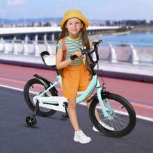 RibasuBB 16-Inch Kids Bicycle With Adjustable Seat, Dual Brakes, Removable Training Wheels, Shock-Absorbing Tires & S Afety Features For Ages 5-8 (Green) - Green - View 7