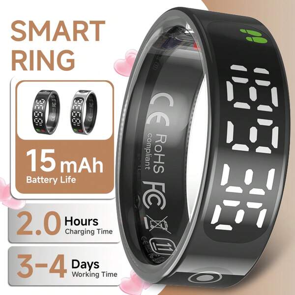 SIMSONLAB NEUE 2025 Bildschirmsteuer Smart Ring, IP68 wasserdicht, Zeitanzeige, Schrittzähler, Ladezustandsanzeige, Kurzvideo-Steuerung, Surfen im Web, Foto-Steuerung, Ultralange Akkulaufzeit, schlichtes Aussehen, immer zuhause dabei