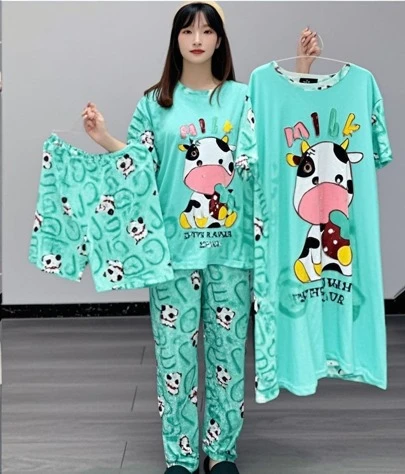 Conjunto de pijama de 4 piezas para mujer Conjunto de pijama de 4 piezas para mujer Un regalo perfecto para el Día de la Madre.