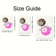 6 件套粉色豹纹墙饰套装、豹纹 8 球海报、豹纹幸运图案、猎豹卧室宿舍墙面装饰、豹纹定义图案、无框 - 彩色 - 查看 4