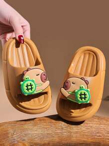 A Pair Of Summer New Cartoon Children's Slippers, Indoor And Outdoor Anti Slip And Rotatable EVA Slippers - Coffee Brown - View 1