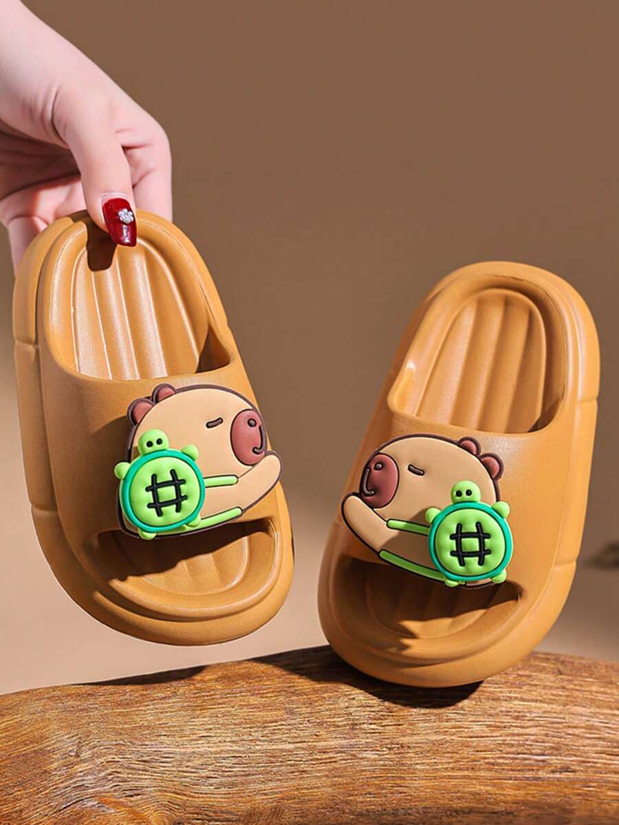 A Pair Of Summer New Cartoon Children's Slippers, Indoor And Outdoor Anti Slip And Rotatable EVA Slippers - Coffee Brown - View 1