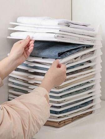 10-1 件衣服折叠板，防皱塑料衣柜收纳盒，T 恤衬衫收纳架，适用于衣柜整理，衣柜收纳