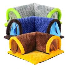 Cama de túnel de escondite cálido para cobayas, túneles y tubos suaves y removibles para jaula, escondite de lana para cobayas y ratas, resistente - Amarillo - Ver 5