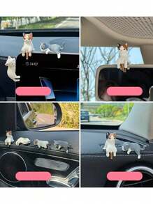 可爱猫咪卡通汽车仪表板装饰，采用 ABS 材料制成，迷你装饰配件适用于车辆和显示屏 - 彩色 - 查看 7