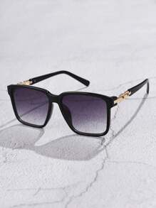 1 buc ochelari de soare pentru femei, cu aspect pătrat și gradient, stil retro, minimalist, versatili pentru exterior, vacanță, călătorii, pentru vacanță de vară la plajă, exterior, ochelari de soare de călătorie, cu lanț, stil elegant, ramă pătrată supradimensionată