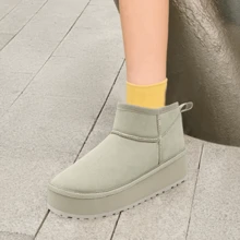 Toddler Girls Classic Ultra Mini Platform Boots, Anti-Slip Lightweight Fall Winter Ankle Snow Kids Boots Warm Faux-Fur Lined Indoor Outdoor