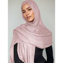 1件大码透气柔软纯色精致缝线莫代尔头巾，适合搭配连衣裙 - 彩色 - 查看 8