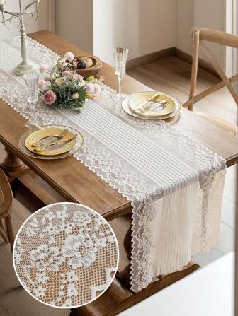 1개 우아한 레이스 테이블 러너, 프렌치 로맨틱 레이스 속빈 장식 테이블 러너/매트, 가정용 테이블 장식, 거실, 식당, 웨딩, 파티, 휴일에 적합