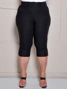 Women's Plus Size Capri Pants - Black - View 2