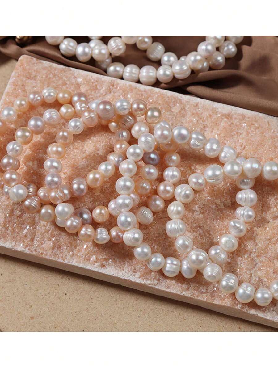 1 String 9mm Potato White Pink Purple Freshwater Pearl Elegant Charming Lovely Bracelet For Women Daily Life Or Party - Beaded Bracelet - View 1