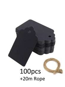 100pcs, Kraft Paper Gift Labels With Yellow Rope, Blank Commodity Price Hanging Labels, Bulk Brown Labels For Wedding, Birthday, Holiday And Party Gifts, Arts And Crafts Packaging, DIY Gift Decoration Labels And Hanging Decorations.