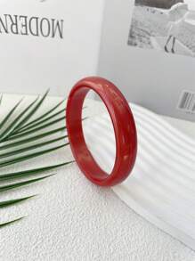 1 件时尚超透明简约树脂手链，适合女性日常和派对佩戴 - 透明紅色寬條樹脂手鐲 - 查看 21