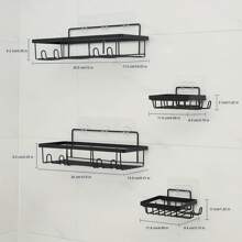 Shower Caddy Shelf Organizer 2/3/4 Packs, No Drill Black Shower Shelves, Self Adhesive Bathroom Caddy, Shower Storage Accessories, Rust-Free Shower Rack, Wall Mounted Shampoo Holder For Shower Home Bathroom Decor Bathroom Organizer Summer Back To School - Black - View 7