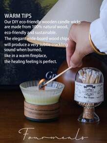 30pcs/Set Wooden Candle Wicks With 30pcs Metal Bases, Smokeless Natural Wooden Wicks, Trimmable, Suitable For Making Scented Candles, DIY Candle Holders, Soy Wax Wicks With Holders, Candle Making Supplies