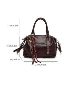 Fashion Classic Joker Solid Color Pu Waterproof Fabric, Letter Pattern Decoration Design, Retro Elegant Handbag, Square Bag, Can Be Slung, Suitable For Use In The New Year, Travel Shopping, Holiday Gifts - Burgundy - View 7