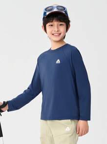 Balabala Tween Boy Long Sleeve Quick Dry T-Shirt, UV Protection - Sapphire - View 3