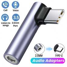 1 pieza Adaptador USB-C a 3.5mm de audio auxiliar para auriculares de ángulo recto de 90°, cable adaptador de auriculares de USB-C a 3.5mm compatible con iPhone 16 Pro Max/16 Pro/16 Plus/16/15 Series, Galaxy S25/S24/S23/S22/S21 Ultra - Gris - Ver 3