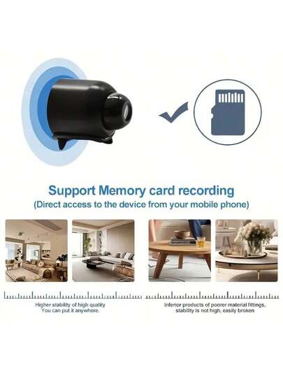 1pc High Definition Bullet Type Slimme Mini Camera, Night Vision Wireless WiFi Camera That Only Supports 2.4G Network. It Features Remote Monitoring, SD Card Exp able Memory, Indoor Network Monitoring. This Is USB Powered Home Scenarios Such As Homes, Cars, Offices, Making An Ideal Choice s, Anniversary Or Family Day s. view 3