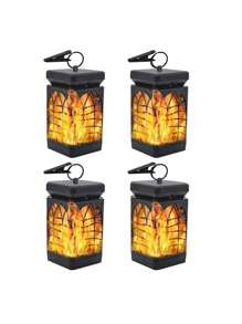 Set de 2/4 piezas Farol Solar, Luces solares exteriores IP65 a prueba de agua con llama parpadeante, decoración de Halloween, Mini luz solar colgante para jardín, patio, césped - Multicolor - Ver 16