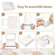 5/10 Uds., nueva caja de papel Kraft, caja de regalo para pastel de dulces y galletas, ventana transparente de PVC, regalo de cumpleaños y Navidad, suministros para fiestas - Blanco - Ver 2