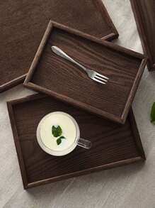 1 个黑色木质托盘，适用于食物、蛋糕、沙拉、水果、寿司、饮料、牛排、披萨、谷物、哑光纹理表面拼盘，适用于咖啡馆、家庭、甜点、茶、面包、小吃和杯子 - 咖啡棕 - 查看 3