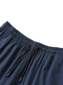 轻薄透气冰丝弹力腰男士夏季休闲短裤 - 藍色 - 查看 4