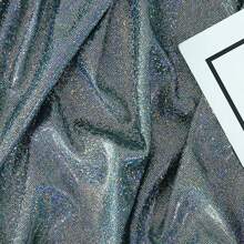1pc Holographic Iridescent Knitted Fabric With Glitter All-Over Fingerprint Pattern, Suitable For Stage Performance Costumes, Photography Backdrops - Multicolor - View 25