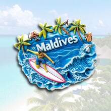 1 件树脂夏威夷马尔代夫檀香山欧胡岛威基基海滩冰箱贴，旅行纪念品家居装饰冰箱贴，送给朋友的创意礼物