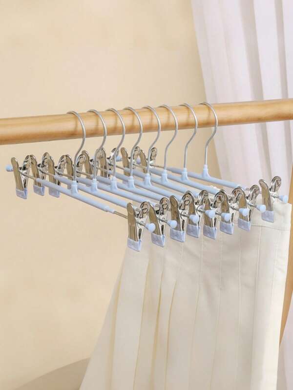 25 Pack Pants & Skirt Hangers With Clips, Metal Non-Slip Pants Hangers For Jeans Clothes Hangers, Ladies Shorts Hangers, Space Saving Clothing Hangers, Suitable For Adults, Men, Women,