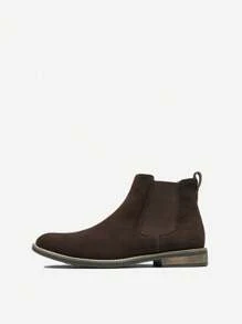 Men's Suede Leather Chelsea Ankle Boots - Brown - View 4