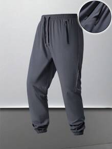 3pcs Men's Summer Casual Sports Pants, Patchwork Design, Side Zipper Detail, Drawstring Waist, Sports Leisure Pants With Zipper Pockets, Suitable For Basketball, Gym, Running And Training - Multicolor - View 5