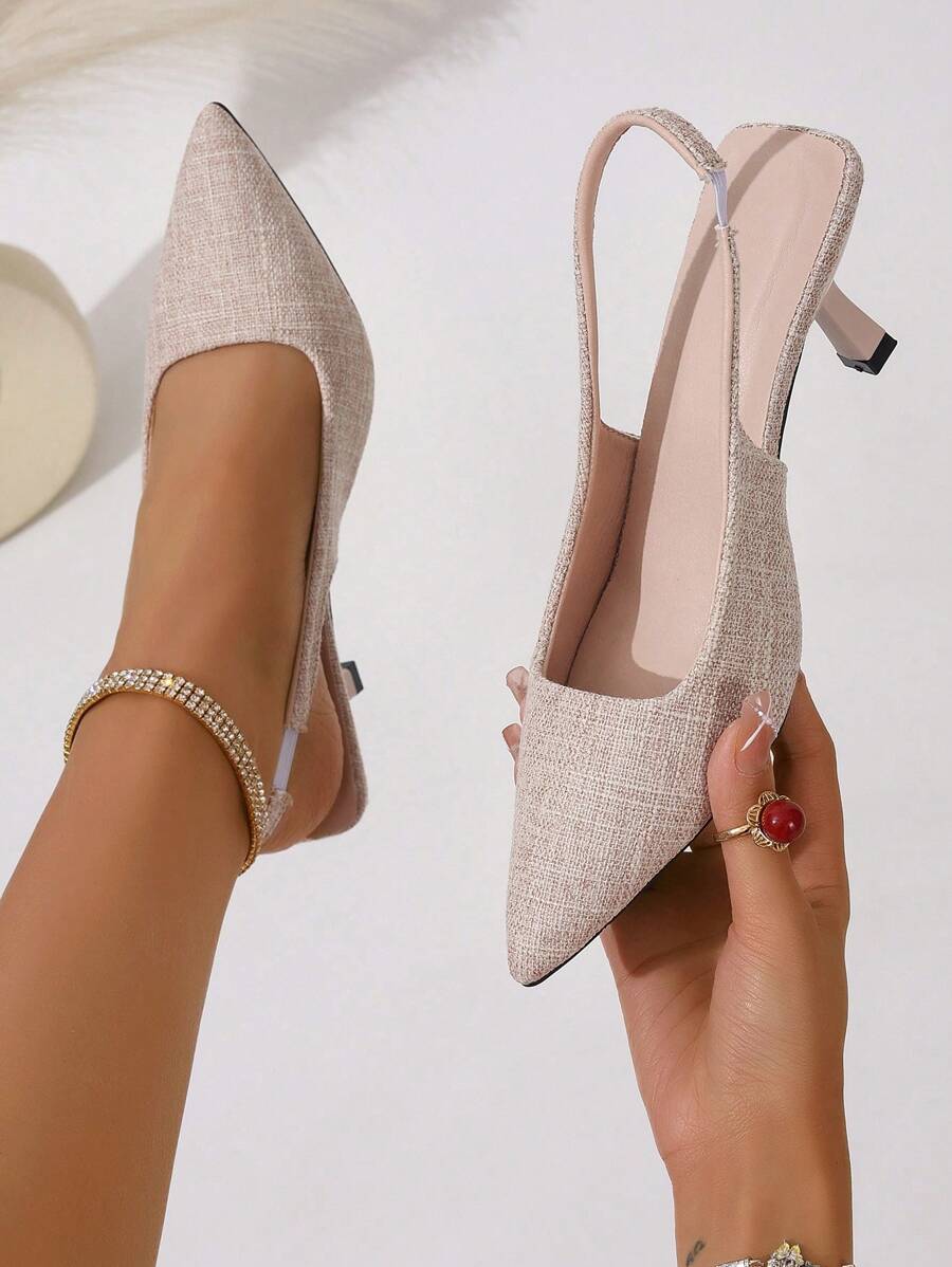 Women Pointed Toe Fashion Elegant Black Open Back High Heel Shoes, Women White Closed Toe Stilettos Large Size