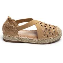 Espadrilles Plates In Dentelle Brodée Avec Bride Croisée – Élégance Et Confort Pour L'Été - Camel - View 2