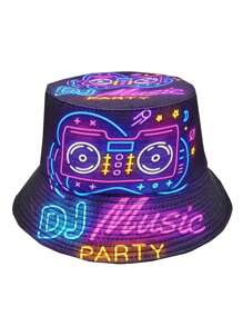 Retro Casual Party 80s-90s Graffiti Print Bucket Hat, Unisex Street Hip-Hop Music Festival Hat, Suitable For Party Events - A - View 2