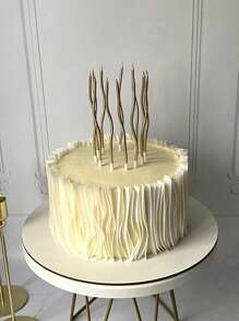 6pcs Pack Curly Gold Dipped Birthday Cake Candles, Romantic Party Decorations