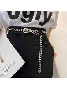 女士加大码金属腰带，连衣裙、牛仔裤装饰链腰带，朋克风格，夏季时尚配饰