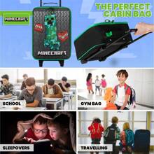 Minecraft Suitcase With Wheels Foldable Trolley Bag Creeper Luggage Travel 40 X 30 14cm 15L Holiday Weekend Trips Essentials - Multicolor - View 5