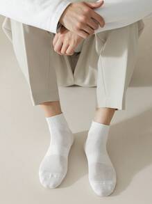 20/15/10/6/1 双男士中筒袜，超弹舒适，吸湿排汗防滑，春/秋 - 白色 - 查看 7