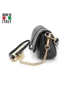 女士单肩包。意大利制造。真皮材质。旅行、商务旅行、度假、工作、通勤，轻奢风格。Y2K。复古、时尚、流行。轻巧。百搭。多种颜色可选。 - 黑色 - 查看 4