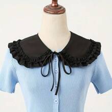 1 pieza Cuello destartalable de Peter Pan de gasa blanca para mujer