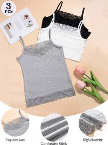 3 Pcs/Set Women's Comfortable Versatile Lace Camisole Vest Top