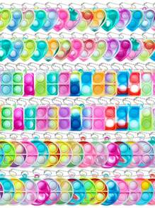 24/48pcs Random Colors And Random Styles Pop Fidget Keychain - Mini Fidget Toys Bulk Party Favors For Kids - Boys Girls Push Pops Bulk Toys - Its Small Prizes For Kids Classroom Birthday Party Favors Bubble Poppers