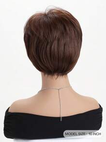 女士 10 英寸时尚蓬松短卷棕色合成纤维假发，带刘海，适合日常佩戴、节日、婚纱、派对 - 彩色 - 查看 5
