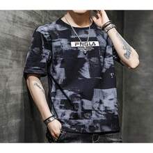 Camiseta de cuello redondo de moda para hombre, camiseta informal ajustada con estampado de moda,Playera Hombre, Slim Fit Tacto Extra Suave - Negro - Ver 3