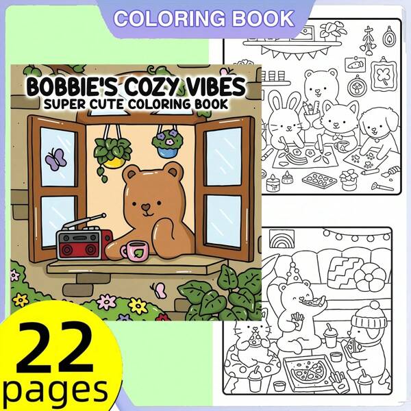 كتاب تلوين للدبدوب الجذاب لبوبي - 22 صفحة سهلة التلوين ، هدية مثالية للمراهقين والبالغين ، مناسب للأعياد والمناسبات ، مصنوع من ورق أبيض ، ديكور الدبدوب ، عيد الأم ، هدية الأم ، العودة إلى المدرسة ، لوازم المدرسة